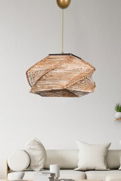 Opviq Pentagone Lámpara de Araña de Madera Beige